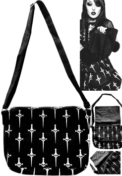 Lip Service fabric dagger print cross body bag