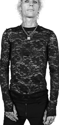Lip Service black stretch lace long sleeve thumbhole pullover The Brat Prince men's top