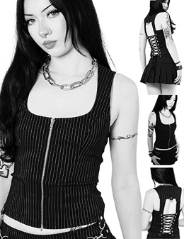 Lip Service Gangsta Pranksta pinstripe bengaline sleeveless corset top