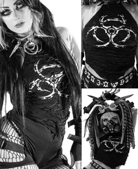 Lip Service Biohazard black distressed halter top