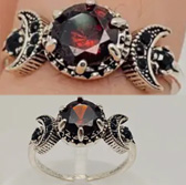 Mio Queena double meniscus red faux crystal ring