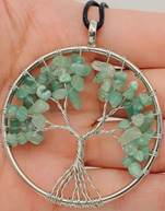 Tree of life aventurine stone pendant on cord