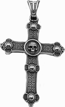 Stainless steel cross skull pendant