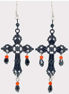 Mio Queena gothic diablo cross earrings
