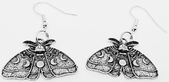 Gothic sun moon moth pendant earrings