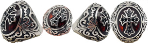 Mio Queena stainless steel red enamel crusader cross ring