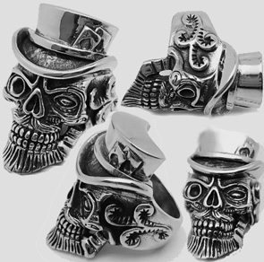 Mio Queena stainless steel punk top hat skull ring