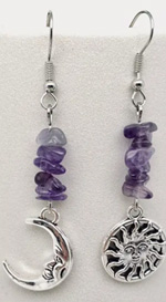 Mio Queena sun moon amethyst dangle earrings