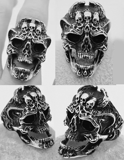 Stainless steel mysterious skull ring