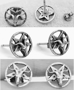 Mio Queena .925 sterling silver pentagam goat ear studs