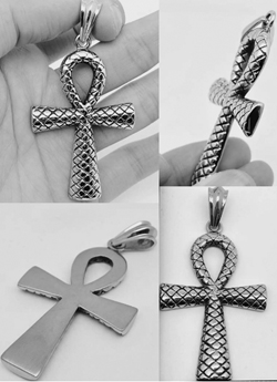 Snakeskin Egyptian ankh stainless steel pendant