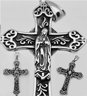 Virgin Mary stainless steel cross pendant