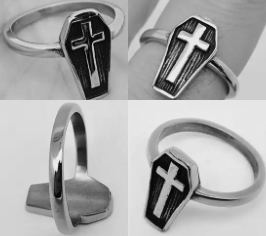 Mio Queena gothic cross tube stainless steel ring