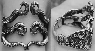 Mio Queena stainless steel octopus tentacles ring