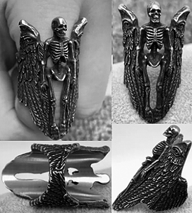 Mio Queena gothic stainless steel gothic demon wings ring