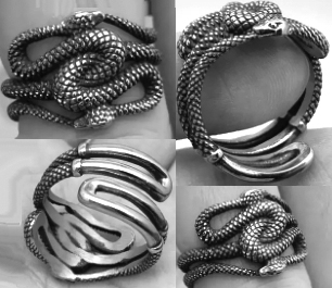 Mio Queena stainless double snake winding ring