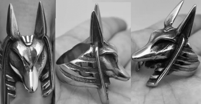 Mio Queena Anubis mask stainless steel ring