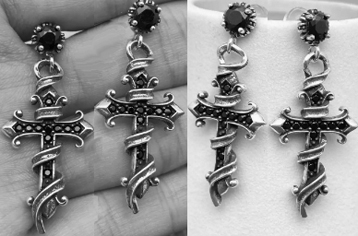 Mio Queena wrap cross silver plated earrings
