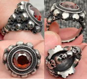 Mio Queena stainless steel red gemstone ring
