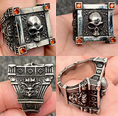 Mio Queena stainless steel square skull vintage ring