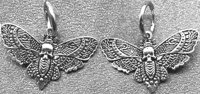 Mio Queena gothic moth huggie earrings