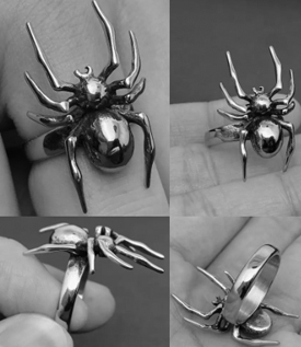 Mio Queena gothic stainless steel spider ring