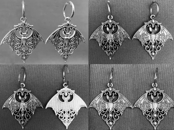 Mio Queena gothic bat huggie earrings