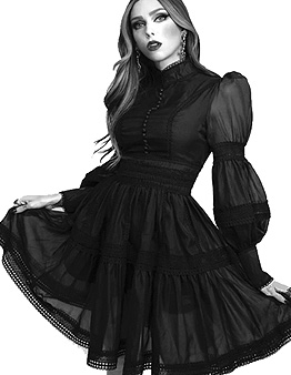 emo dresses Elegant goth layered dress Black / S main image 1