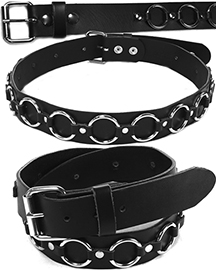 1 1/2 inch wide leather bondage belt with ring strap