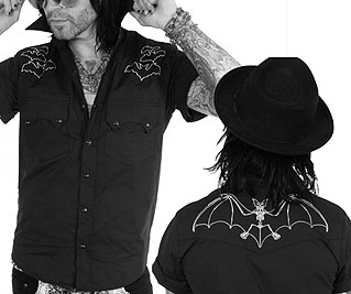 Kreepsville men's short sleeve button up Bat Bone western shirt