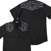 Kreepsville men's short sleeve button up Black Widow western shirt