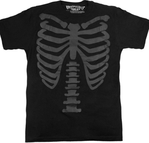 Kreepsville 3d skeleton ribcage black unisex t-shirt
