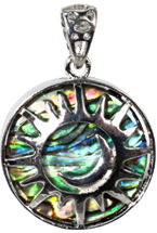 Sun face moon abalone pendant