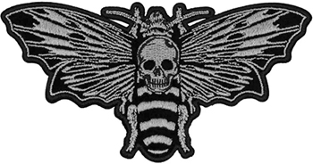 Kreepsville Death Moth velvet luxe iron on embroidered cloth patch