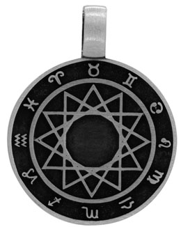 Nirvana pewter Planetary Symbols pendant on cord