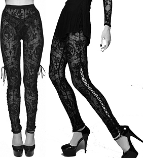 Punk Rave black lace cameo lace up ladies' leggings 