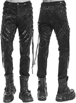 Devil Fashion men's side laced buckling shiny pants