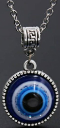 Evil eye bead pendant necklace with chain