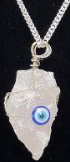 Evil eye rose quartz gemstone 1 1/4 inch pendant necklace