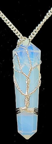 Opal wire wrap tree gemstone pendant