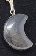 Crescent moon with black obsidian pendant necklace
