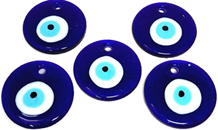 Glass evil eye 3 cm on cord for wearing or wall hanging