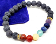 Chakra lava bead stretch bracelet