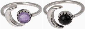 Small adjustable size sun and moon gemstone brass ring