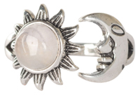 Sun moon adjustable size rose quartz ring