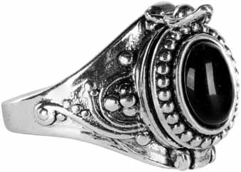 Adjustable size obsidian poison ring