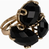 Black obsidian adjustable gemstone cluster ring.