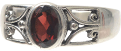 Sterling silver large center garnet open shank ring