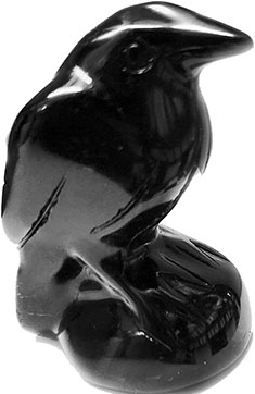 Obsidian raven skull 2 inch