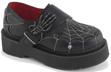 black 2 inch platform combat back zip oxford pu glow in the dark spiderweb stitch Rebel shoe